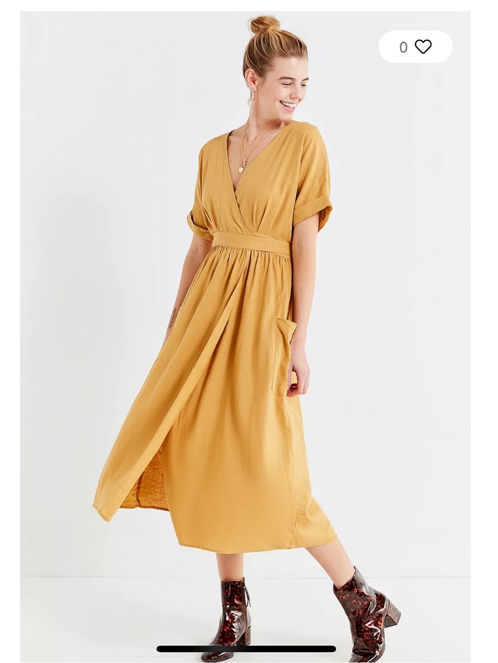 UO Gabrielle Gold Linen Midi Wrap
Dress | Urban Outfitters size small